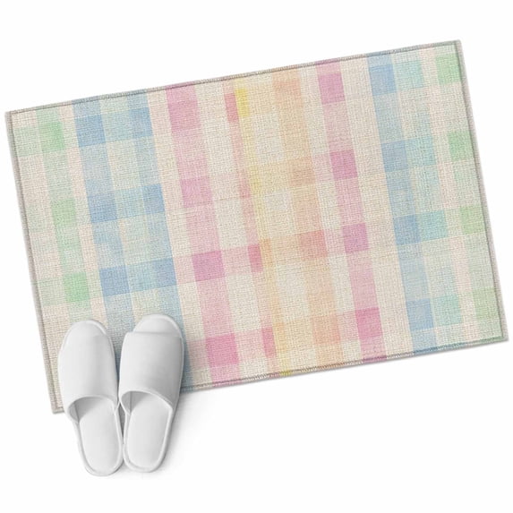 Colorful Buffalo Plaid Area Rug 2x3ft Spring Color Non-Slip Washable Square Rugs Soft Felt Indoor Floor Mat for Bedroom Kitchen Living Room Bathroom