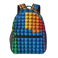thumbnail image 1 of Colorful Building Block Pattern Backpack Durable Polyester Commuter Bag with Water Bottle & Umbrella Storage, Stylish InsApproved Design for Travel & Daily Use, Backpack for Travel, Smooth Texture, 1 of 7
