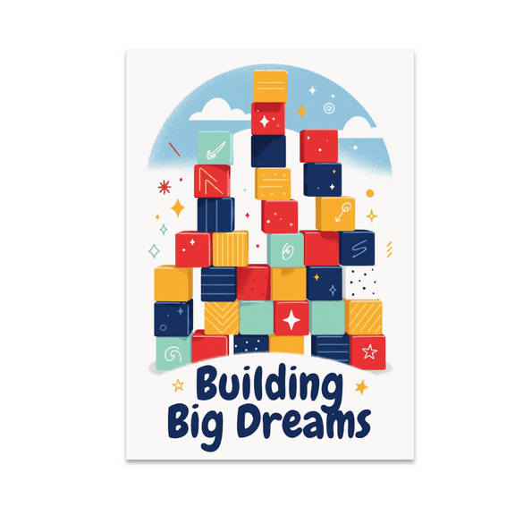 Colorful Building Blocks Art - Kids Room Decor - 13x19 Poster Print