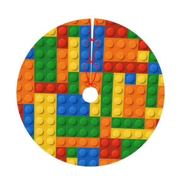 Colorful Building Blocks Christmas Tree Skirt 30" , Xmas Tree Skirt Home Decoration New Year Holiday Party Ornaments Tree Mat