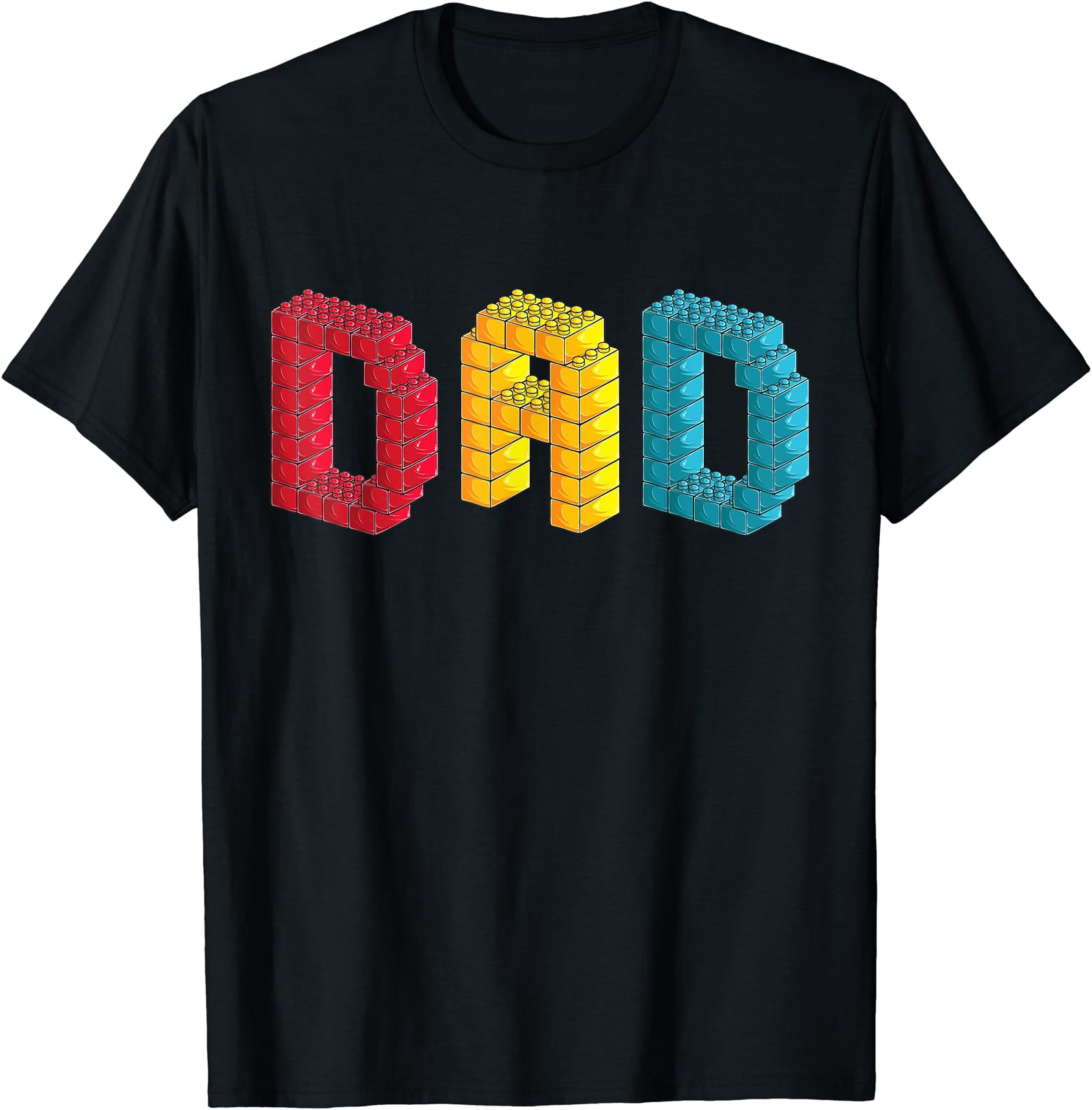 Colorful Building Blocks Dad Master Builder T-Shirt - Family Matching ...