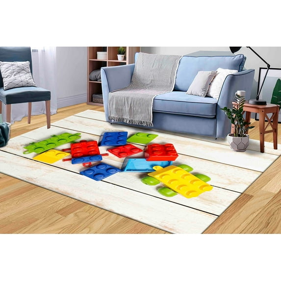 Colorful Building Blocks Rugs, Boy Room Rugs, Building Blocks Rug, Kids Room Rug, Nursery Rug, Rug, Salon Rug, Personalized Rug, 3.3'x6.5' - 100x200 cm
