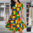 thumbnail image 1 of Colorful Building Bricks Small Plastic Blocks Women's Classic Swing Skater Dress Casual Work Party Cocktail Dresses, 1 of 6