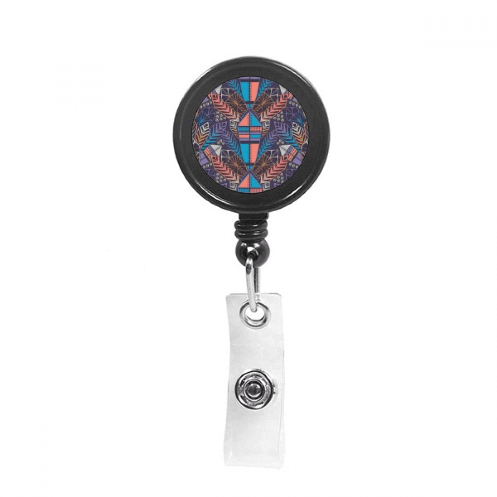 Colorful Building Symmetric Pattern Retractable Keychain Badge Holder ID Badge