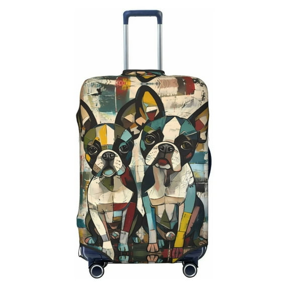 Colorful Bulldog Duo Luggage Cover Anti Scratch, Elastic Suitcase Protector Suitcase Covers for Luggage Fits 18-32 Inch Luggage