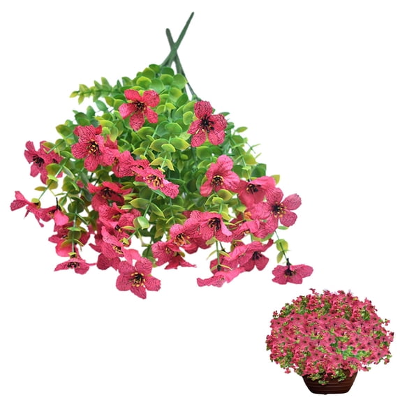 Colorful Bundles Artificial Fake Plants Flowers for Outdoor Decoration, Realistic Plastic Silk Spring Summer Flowers, Daisy and Petunia Hanging Planters for Garden Porch Window Box Yard, 14.17"
