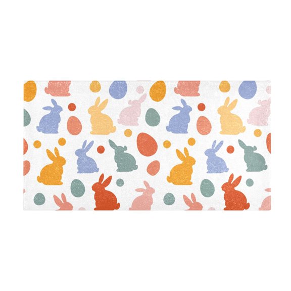 Colorful Bunnies Eggs Pattern Bath Mat 39x20 Inch Soft Absorbent Non-Slip Plush Bathroom Rug for Floor