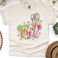 thumbnail image 1 of Colorful Bunny Silhouette T-Shirt | Spring Bow Rabbit Graphic Tee for Women, Natural, Size L, 1 of 6