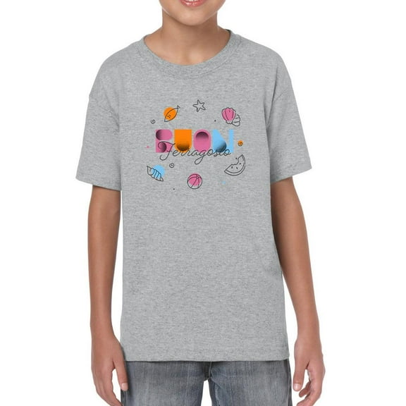 Colorful Buon Ferragosto T-Shirt Juniors -Image by Shutterstock,  Small