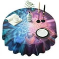 thumbnail image 1 of Colorful Burst Pattern Round Tablecloth 60"x60",Wrinkle Wipeable Table Cloth for Kitchen Dining Room Picnic Patio Party, 1 of 6