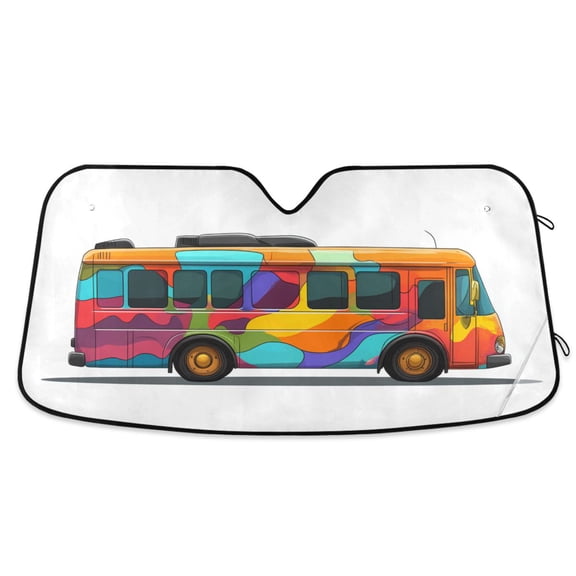 Colorful Bus Car Windshield Sun Shade Foldable Car Front Window Visor Heat and UV Protection 55x27.6