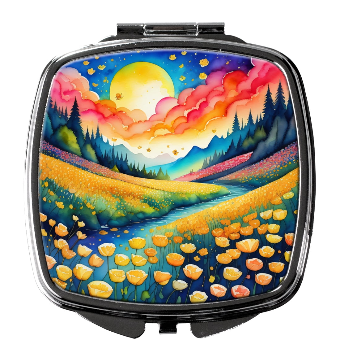 Colorful Buttercups Compact Mirror 2.75 in x 3 in