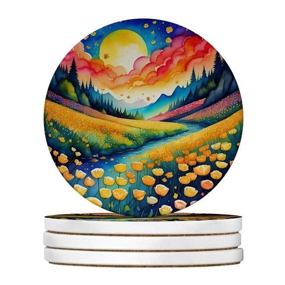 Carolines Treasures DAC1934RCS4 4 x 4 in. Colorful Buttercups Sandstone Coasters - Large - Pack of 4