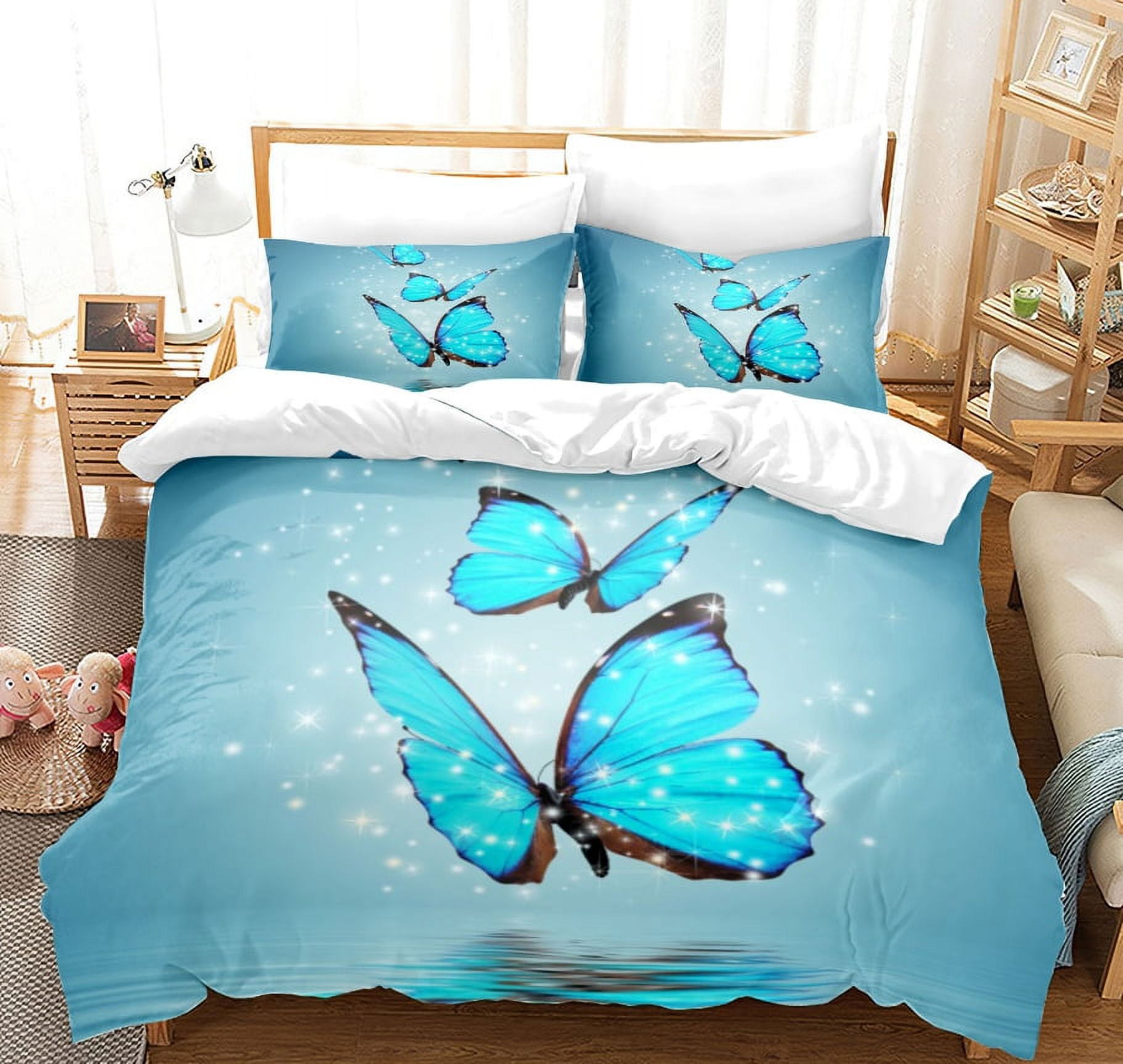 Colorful Butterflies Bedding Set,Twin Size Kids Bed Set,Gradient
