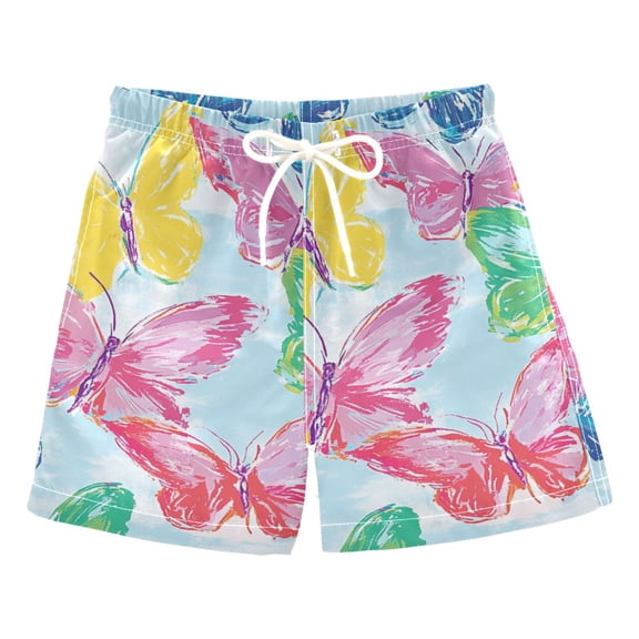 Colorful Butterflies Boys Swim Trunks Quick Dry Boy Swim Shorts for 3-14 Years