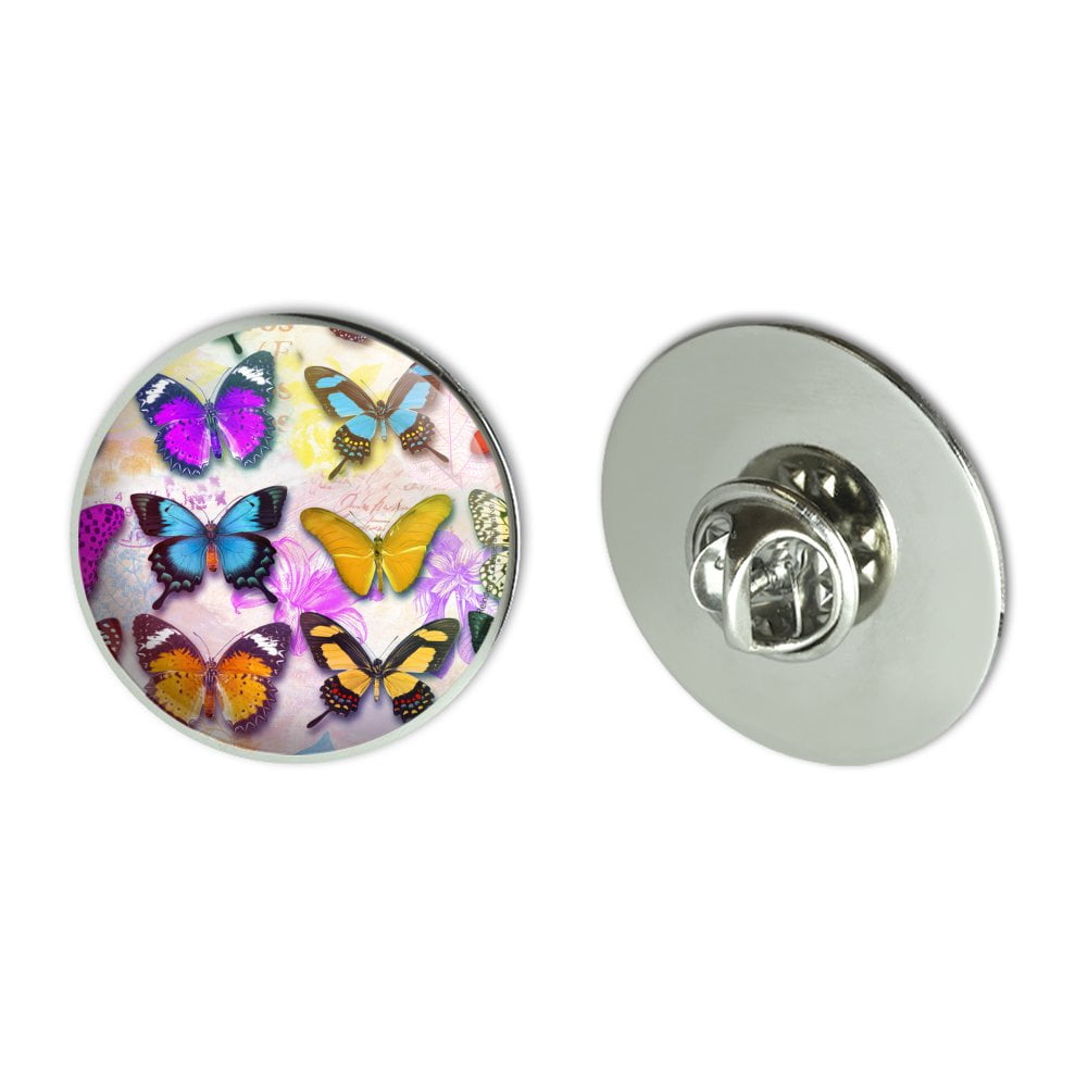 Colorful Butterflies Butterfly Design Metal 1.1" Tie Tack Hat Lapel Pin