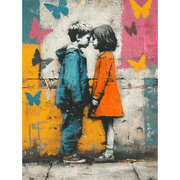 Colorful Butterflies Canvas Art, Banksy Style Graffiti Street Print, Butterfly Home Wall Decor & Gift