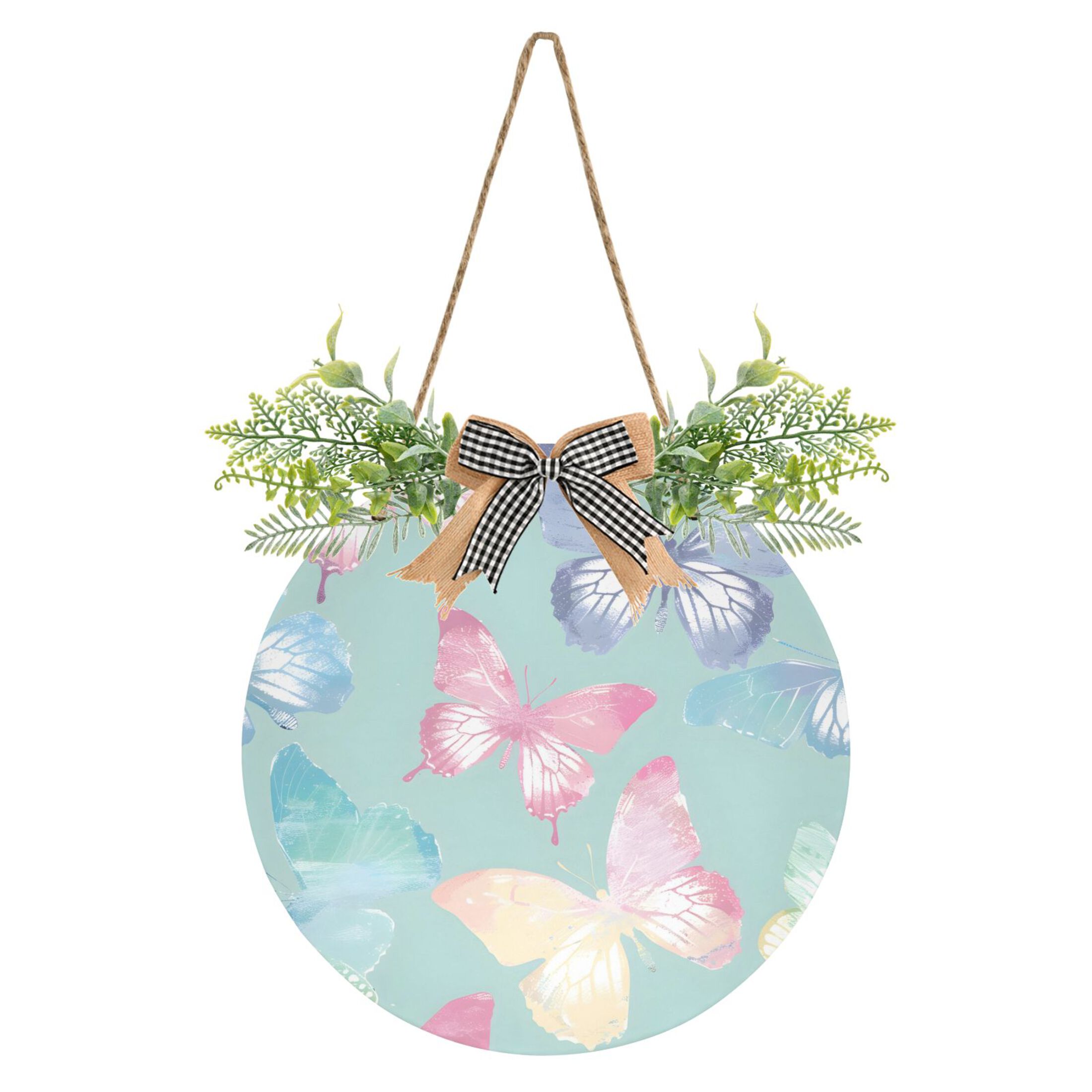 Colorful Butterflies Circular Door Plate Waterproof Sign Easy
