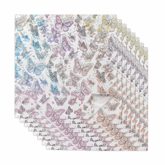 Colorful Butterflies Cloth Napkins, Spring Modern Abstract Gradient Animals Washable and Reusable Dinner Napkins Set of 8, Table Napkin for Kitchen Party Birthday Wedding Hotel Housewarming 20"x20"