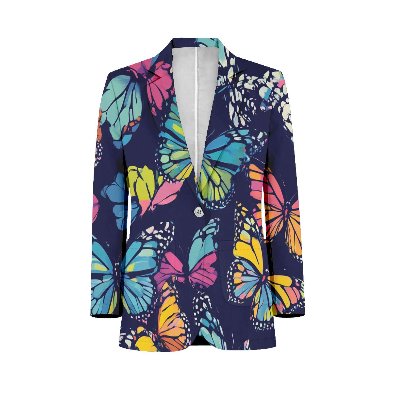 Colorful Butterflies Dark Background Pattern Customized Men's Suits ...