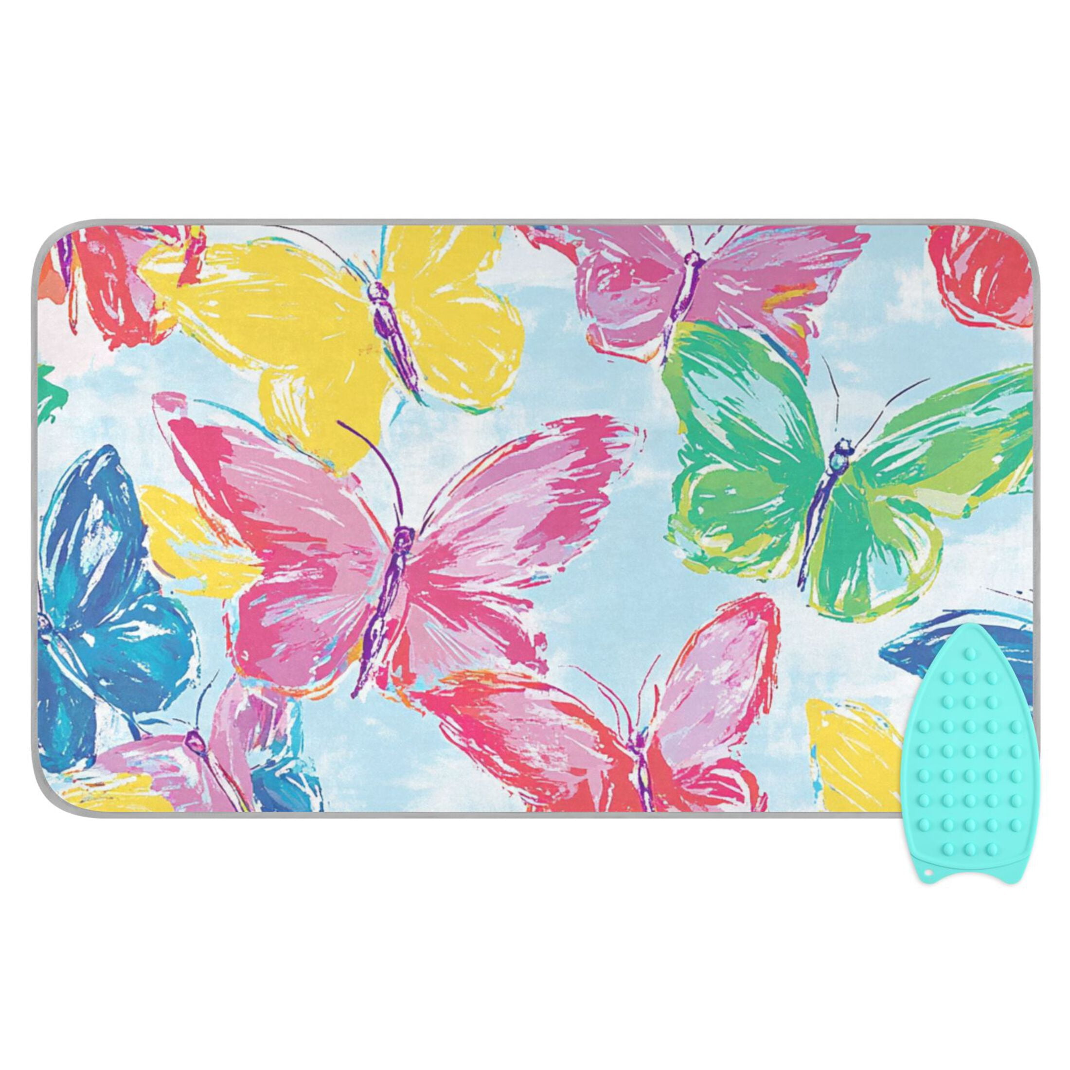 Colorful Butterflies Ironing Mat Blanket for Table Top Travel Portable Ironing Board Pad 47.2x27.6 Inch