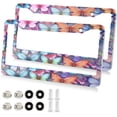 thumbnail image 1 of Colorful Butterflies License Plate Frame, Aluminum Car Tag Frames, 2 Pack Universal Car License Plate Covers with 2 Holes and Screws Decorative, 1 of 7