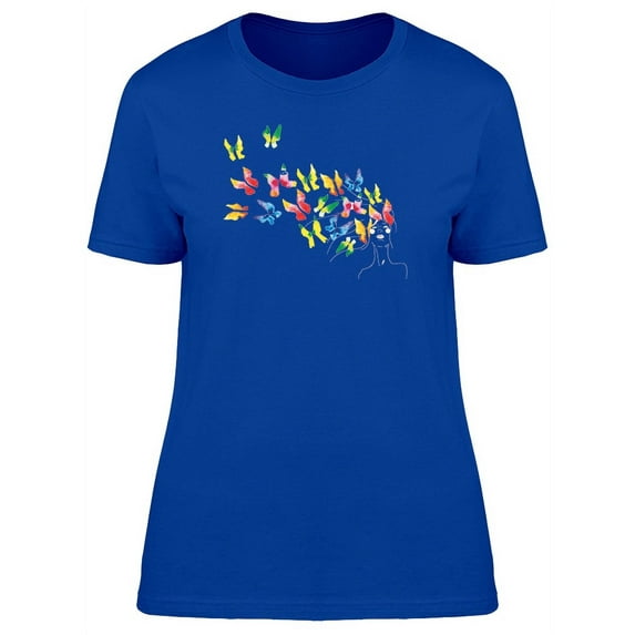 Colorful Butterflies Nature Lady T-Shirt Women -Image by Shutterstock, Female Large