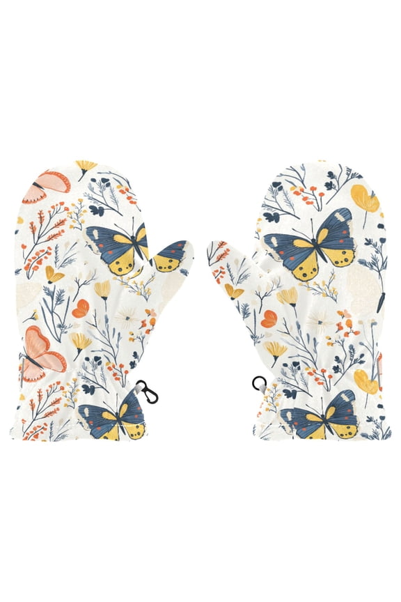 Colorful Butterflies Pattern Cold Weather Mittens Cozy Gloves with Adjustable Fit Perfect for Outdoor Fun