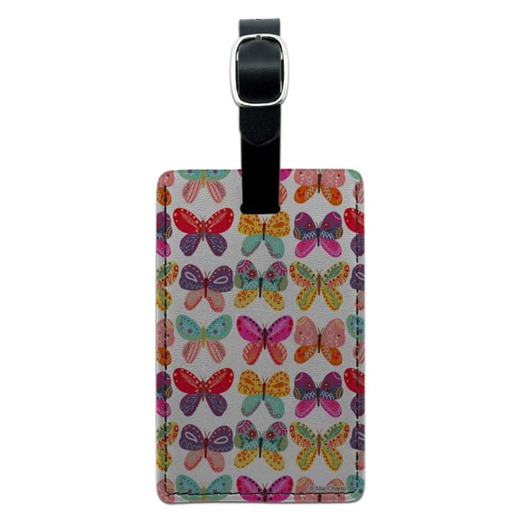 Colorful Butterflies Rectangle Leather Luggage Card Suitcase Carry-On ID Tag