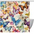 Colorful Butterflies Shower Curtain with Hooks, Waterproof Polyester