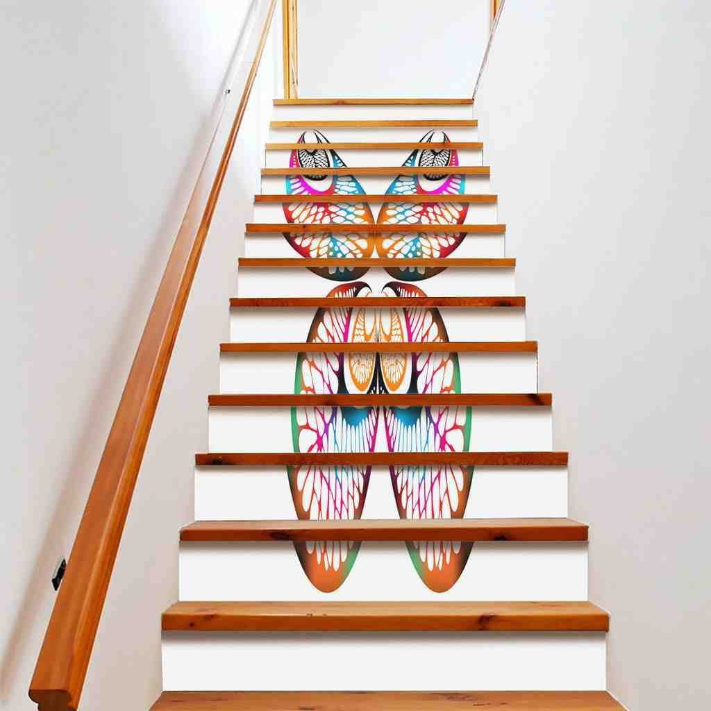 Colorful Butterflies Stair Stickers Watercolor Style Staircase Decals ...