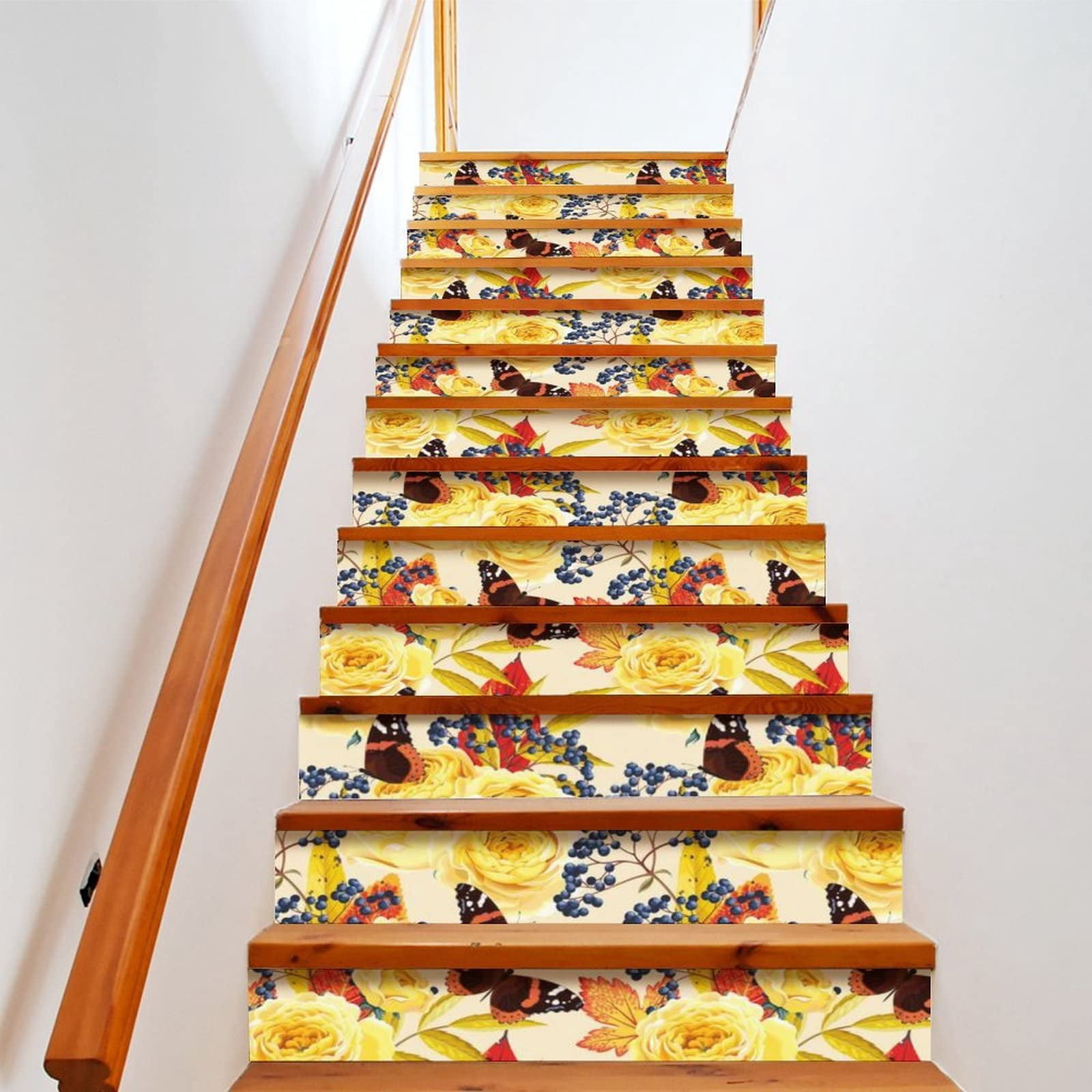 Colorful Butterflies Stair Stickers Watercolor Style Staircase Decals ...