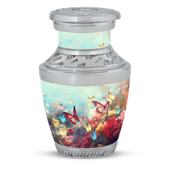 Colorful Butterflies Urn for Human Ashes, Keepsake Cremation Urns for Ashes Adult Female, Mini Funeral Urns for Ashes, Decorative Small Urns for Ashes Adult Male, 3 Inch, 1pcs