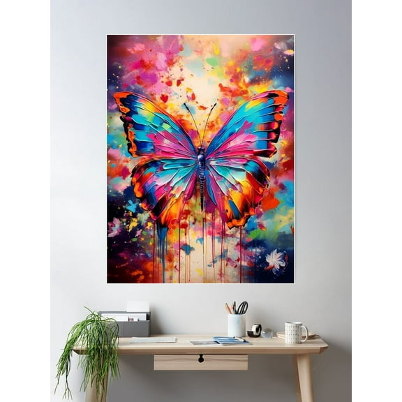 Colorful Butterfly 1 Poster Wall Art, Modern Wall Decor For Living Room Bedroom, 8x12 UNFRAMED