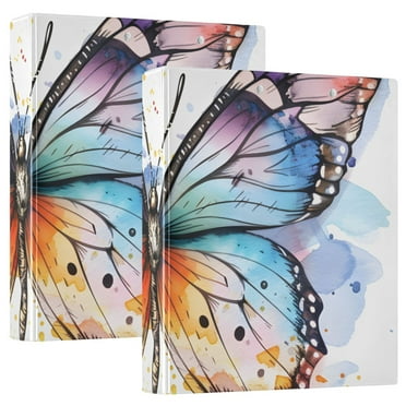 Colorful Butterfly 3 Ring Hardcover Binders 1.5" Round Rings for Letter-Size Folder Paper Organizer Pockets for Office Student Recipe 1 Pack