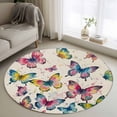 thumbnail image 1 of Colorful Butterfly 3ft Area Rug, Elegant Pastoral Butterflies Rustic Watercolor Washable Non-Slip Small Round Rugs for Entryway Bedroom Kitchen, Circle Carpet for Dining Room, Playroom Nursery Rug, 1 of 9