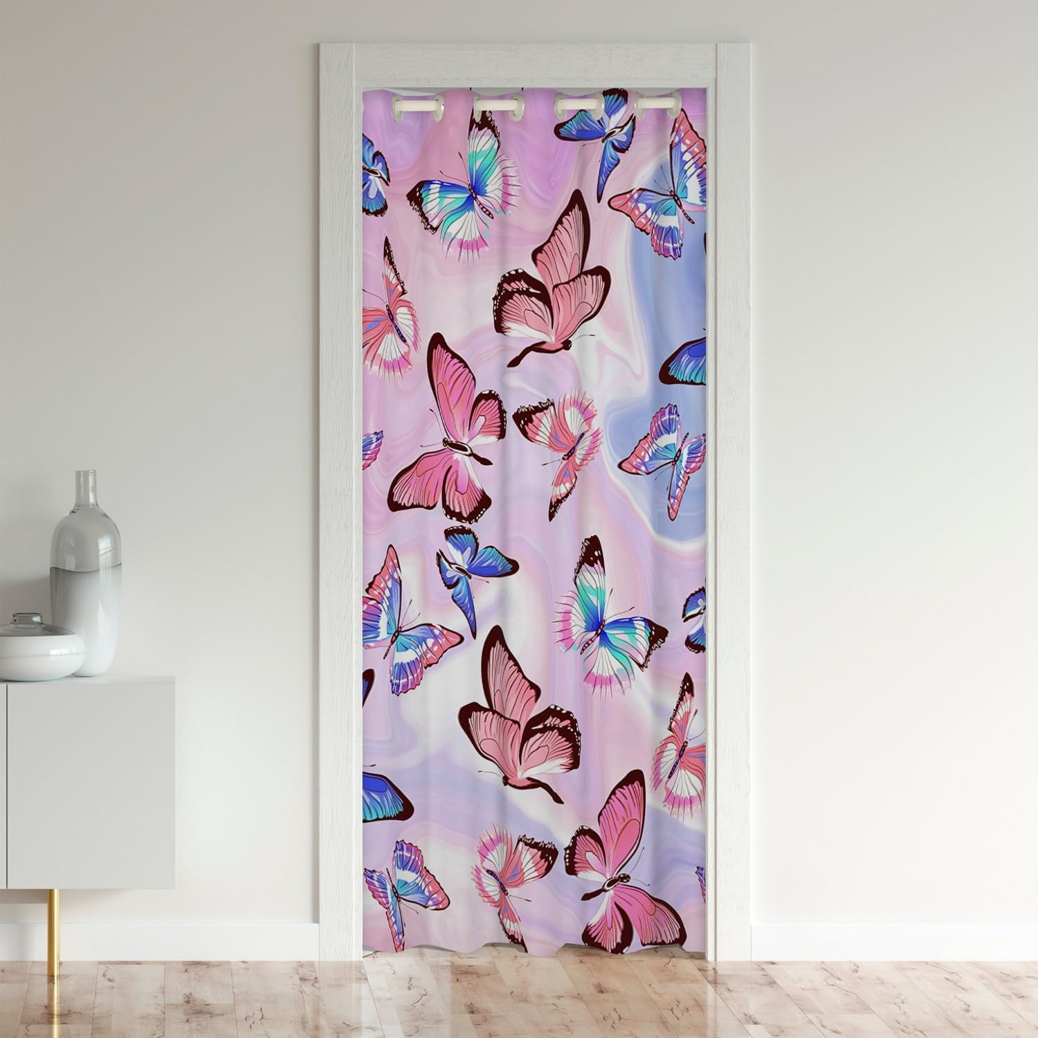 Colorful Butterfly Animal Door Curtains Doorway Closet Curtain for