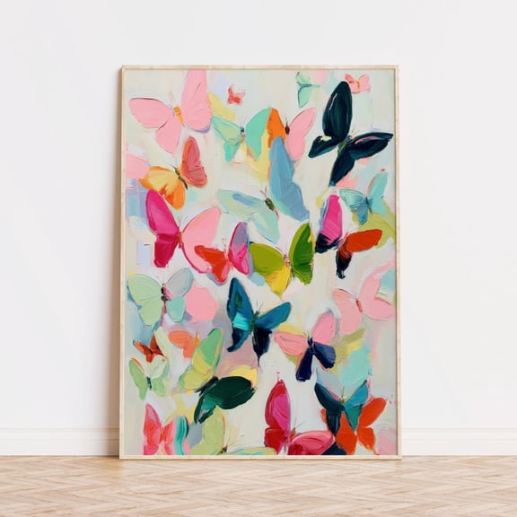 Colorful Butterfly Art Poster: Maximalist Insect Decor, Unframed Poster Size 16x24