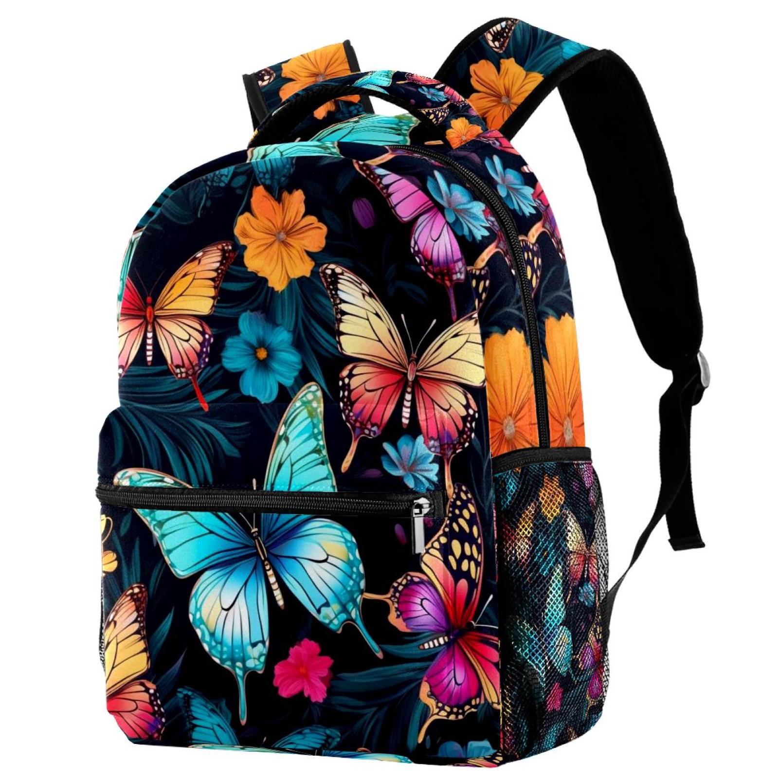 Colorful Butterfly Backpack Laptop Compartment Dual Drink Bottle Sleeves for Teen School Bags Walmart