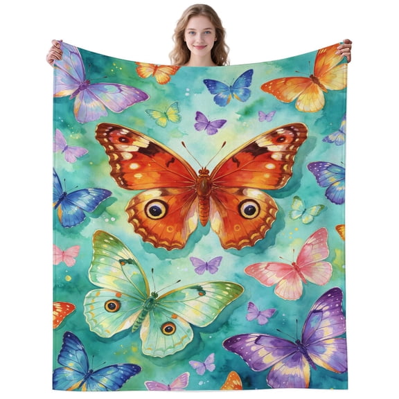 Colorful Butterfly Blanket Gifts for Women Men Adults Butterflys Lovers Soft Plush Funny Butterflys Throw Blankets for Camping Office Decor Birthday Gifts 50×40 Inch