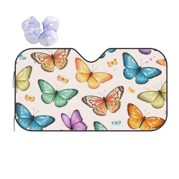 Colorful Butterfly Car Windshield Sun Shade Universal Fit Auto Sun Visor Protector