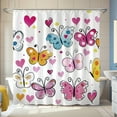 Colorful Butterfly Cartoon Shower Curtain HeartShaped Butterflies Pink