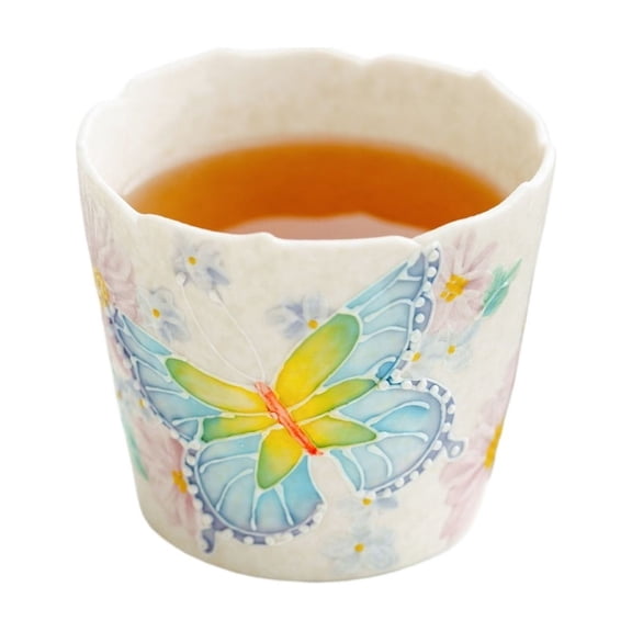 Colorful Butterfly Ceramic Tea Cup Traditional Chinese Style Household Drinking Tea Ware