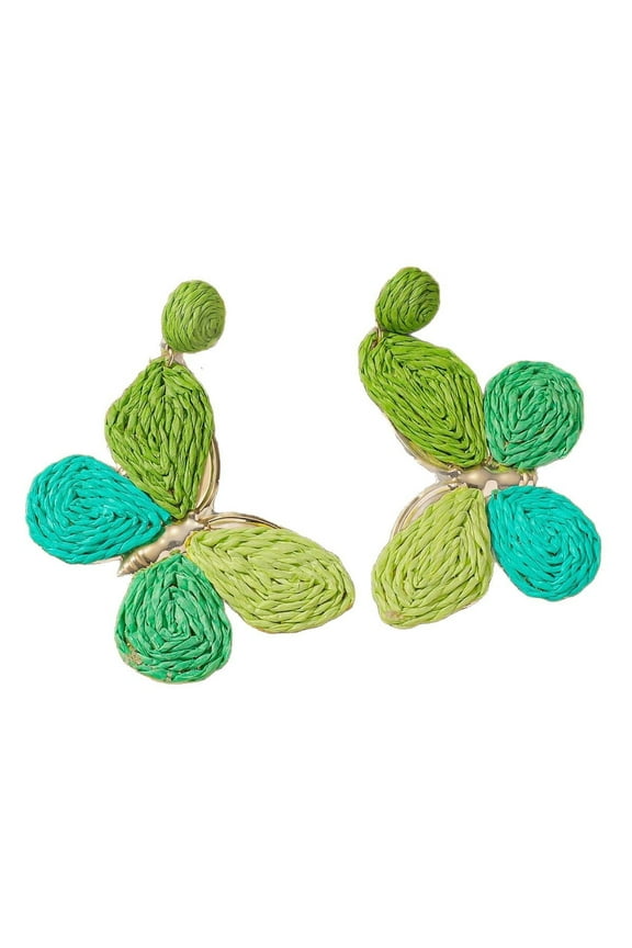 Colorful Butterfly Dangle Earrings for Women Boho Statement Raffia Butterfly Earrings Summer Holiday Jewelry Gift