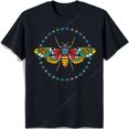 thumbnail image 1 of Colorful Butterfly Design Black T-Shirt with Intricate Patterns & Dots, 1 of 5