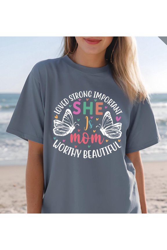 Colorful Butterfly Design Comfort Colors Motherhood Shirt - Trendy Gift for Mother's Day