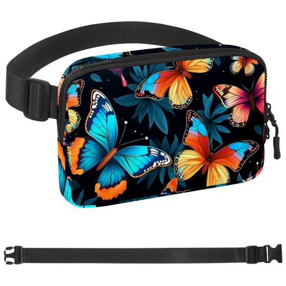 Colorful Butterfly Fanny Pack for Men Women Hiking Waist Bag Pack, Runners Belt Jogging Pocket Belt with Adjustable Strap for Running Walking Traveling