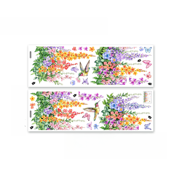 Colorful Butterfly Flower Wall Sticker PVC 11.81 x 35.43 in Two-Piece Set Decor