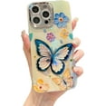 thumbnail image 1 of Colorful Butterfly Flowers Phone Case Compatible with iPhone Case for Women Girls (Silver,iPhone 14 Pro Max), 1 of 6