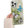 thumbnail image 1 of Colorful Butterfly Halo Dyeing Water Ripple Phone Case Compatible with iPhone Case (Green,iPhone 15), 1 of 6